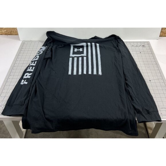 Under Armour Men's Freedom Flag Long Sleeve Shirt Black 2XL Loose Fit NWT - Picture 2 of 8